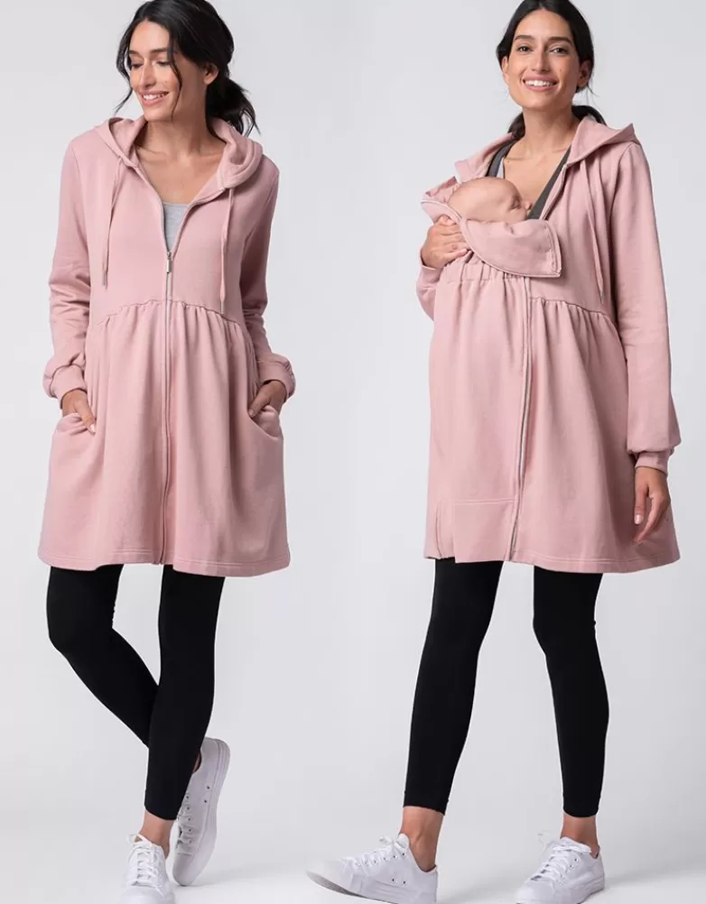 Seraphine Altrosa 3 in 1 Umstands- und Babytragekleid mit Kapuze |